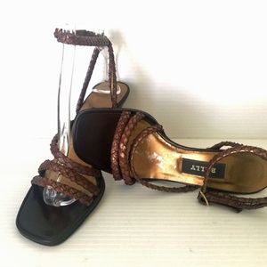 BALLY Reptile Leather Ankle‎ Strap Heels